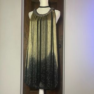 Black & Gold Ombré Fringe Dress